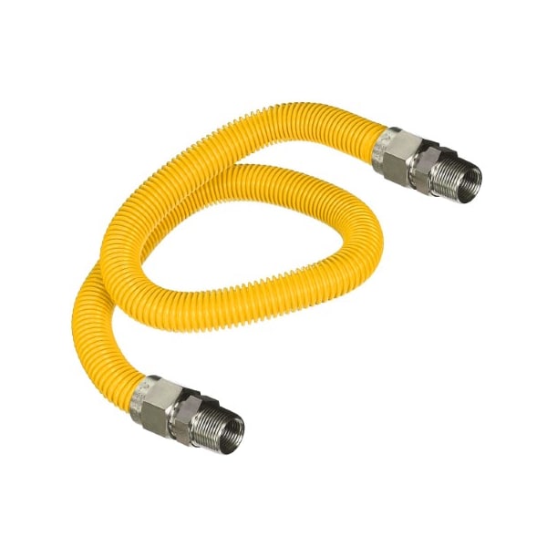 Flextron Gas Line Hose 3/8'' O.D.x36'' Len 3/8" MIP Fittings Yellow Coated Stainless Steel Flexible Connector FTGC-YC14-36G - main